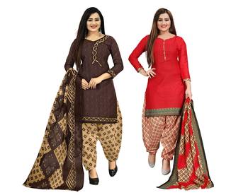 multicolor cotton printed unstitched salwar suit material (combo of 2) 1