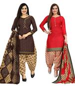 multicolor cotton printed unstitched salwar suit material (combo of 2)