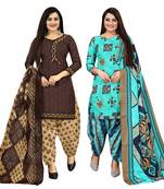 multicolor cotton printed unstitched salwar suit material (combo of 2)