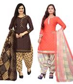 multicolor cotton printed unstitched salwar suit material (combo of 2)