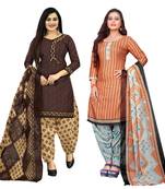 multicolor cotton printed unstitched salwar suit material (combo of 2)