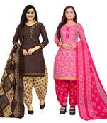 multicolor cotton blend printed unstitched salwar suit material (combo of 2)