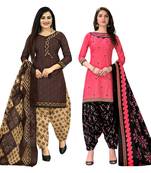 multicolor cotton printed unstitched salwar suit material (combo of 2)