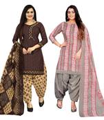 multicolor cotton blend printed unstitched salwar suit material (combo of 2)