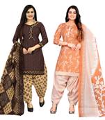 multicolor cotton blend printed unstitched salwar suit material (combo of 2)