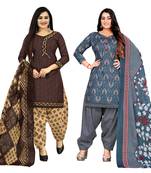 multicolor cotton blend printed unstitched salwar suit material (combo of 2)