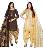 multicolor cotton blend printed unstitched salwar suit material (combo of 2)