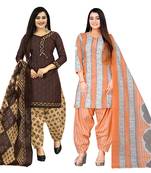 multicolor cotton blend printed unstitched salwar suit material (combo of 2)