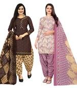 multicolor cotton blend printed unstitched salwar suit material (combo of 2)