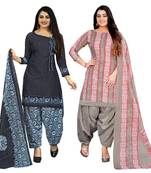 Rajnandini multicolor cotton blend printed unstitched salwar suit material (combo of 2)