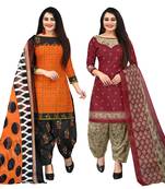 women multicolor cotton printed ready to wear patiala salwar suit combo pack of 2
