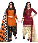multicolor cotton blend printed unstitched salwar suit material (combo of 2)