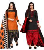 multicolor cotton blend printed unstitched salwar suit material (combo of 2)