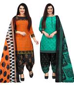 multicolor cotton blend printed unstitched salwar suit material (combo of 2)