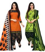 multicolor cotton blend printed unstitched salwar suit material (combo of 2)
