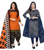 multicolor cotton blend printed unstitched salwar suit material (combo of 2)