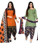 multicolor cotton blend printed unstitched salwar suit material (combo of 2)