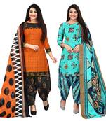 multicolor cotton blend printed unstitched salwar suit material (combo of 2)