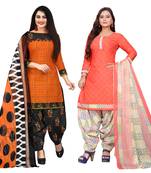 multicolor cotton blend printed unstitched salwar suit material (combo of 2)