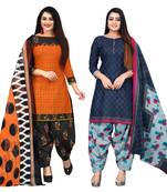 multicolor cotton blend printed unstitched salwar suit material (combo of 2)