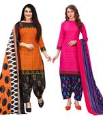 multicolor cotton blend printed unstitched salwar suit material (combo of 2)