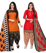 multicolor cotton blend printed unstitched salwar suit material (combo of 2)