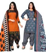 multicolor cotton blend printed unstitched salwar suit material (combo of 2)
