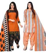 multicolor cotton blend printed unstitched salwar suit material (combo of 2)