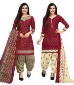 multicolor cotton printed unstitched dress material (pack of 2)