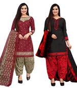 multicolor cotton printed unstitched dress material (pack of 2)