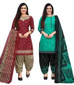 multicolor cotton printed unstitched dress material (pack of 2)