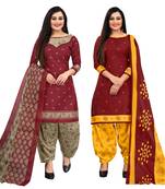 multicolor cotton printed unstitched dress material (pack of 2)