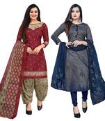 multicolor cotton blend printed unstitched salwar suit material (combo of 2)