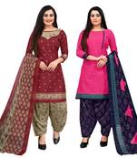 multicolor cotton printed unstitched dress material (pack of 2)