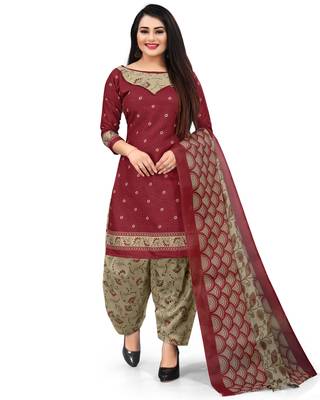 multicolor cotton printed unstitched dress material (pack of 2) 2