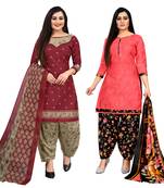 Rajnandini multicolor cotton printed unstitched dress material (pack of 2)