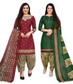 multicolor cotton printed unstitched dress material (pack of 2)