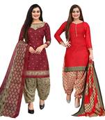 multicolor cotton printed unstitched dress material (pack of 2)