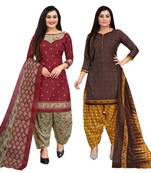 multicolor cotton printed unstitched dress material (pack of 2)