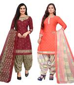 multicolor cotton printed unstitched dress material (pack of 2)