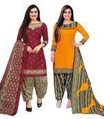 multicolor cotton blend printed unstitched salwar suit material (combo of 2)