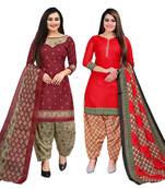 multicolor cotton blend printed unstitched salwar suit material (combo of 2)