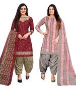 multicolor cotton blend printed unstitched salwar suit material (combo of 2)