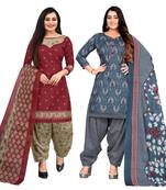 multicolor cotton blend printed unstitched salwar suit material (combo of 2)