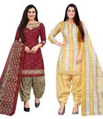 multicolor cotton blend printed unstitched salwar suit material (combo of 2)
