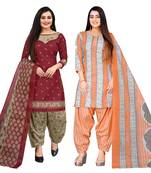 multicolor cotton blend printed unstitched salwar suit material (combo of 2)