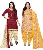 multicolor cotton blend printed unstitched salwar suit material (combo of 2)