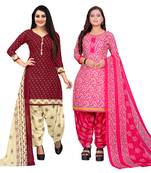 multicolor cotton blend printed unstitched salwar suit material (combo of 2)