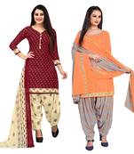 multicolor cotton blend printed unstitched salwar suit material (combo of 2)