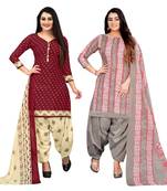 multicolor cotton blend printed unstitched salwar suit material (combo of 2)
